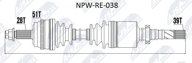 Antriebswelle Vorderachse rechts NTY NPW-RE-038 von NTY