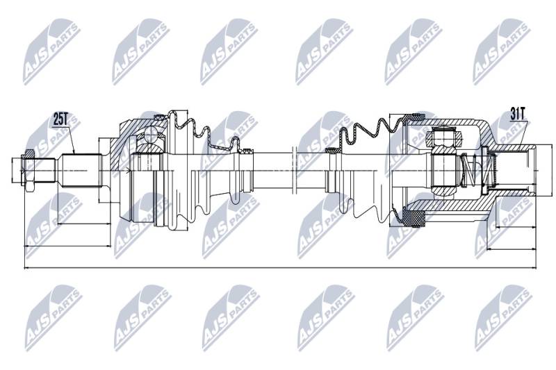 Antriebswelle Vorderachse rechts NTY NPW-RE-054 von NTY