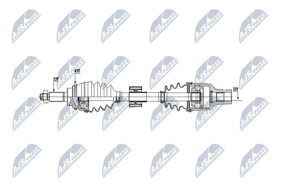 Antriebswelle Vorderachse rechts NTY NPW-SU-027 von NTY