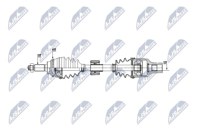 Antriebswelle Vorderachse rechts NTY NPW-SU-027 von NTY