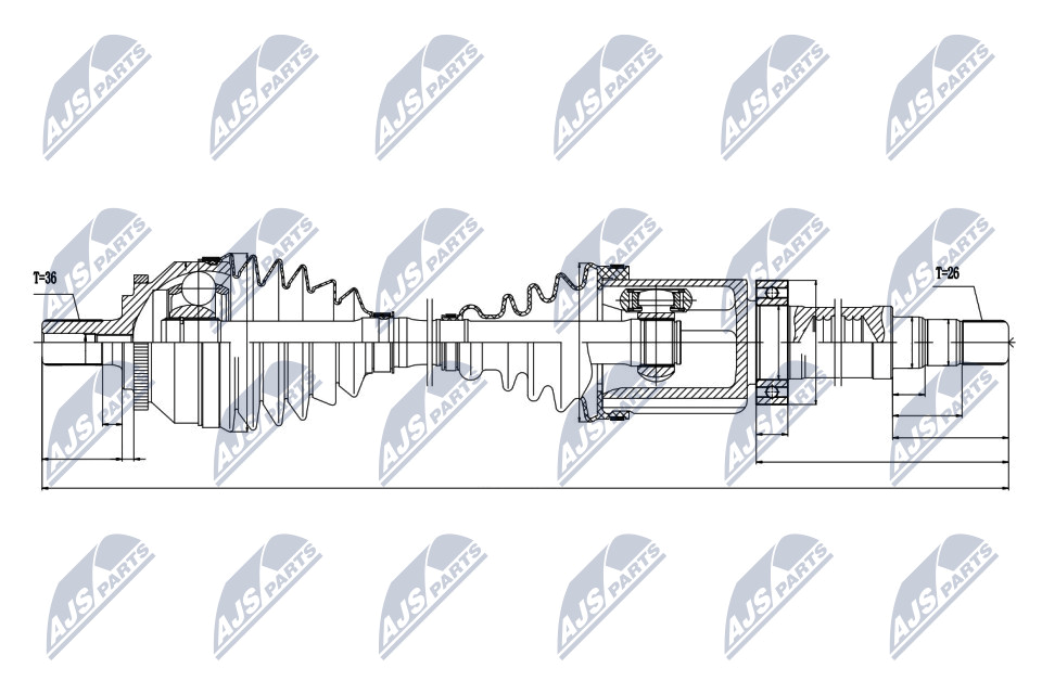 Antriebswelle Vorderachse rechts NTY NPW-VV-029 von NTY