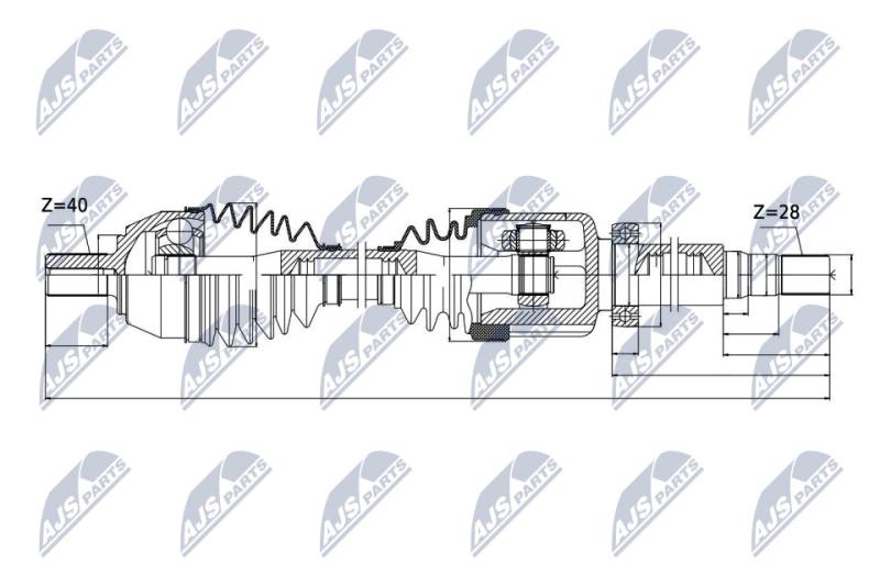 Antriebswelle Vorderachse rechts NTY NPW-VV-044 von NTY