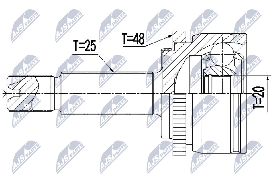 Gelenksatz, Antriebswelle Vorderachse NTY NPZ-KA-367 von NTY