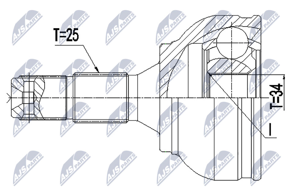 Gelenksatz, Antriebswelle Vorderachse NTY NPZ-PE-034 von NTY