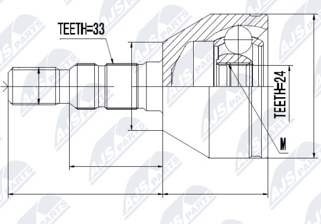 Gelenksatz, Antriebswelle Vorderachse NTY NPZ-PL-025 von NTY