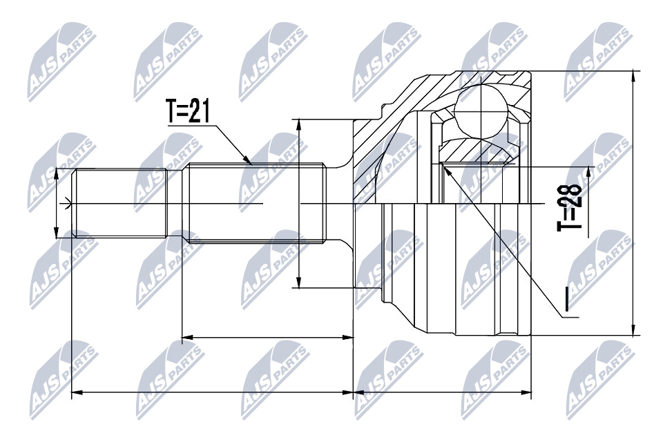 Gelenksatz, Antriebswelle Vorderachse NTY NPZ-RE-054 von NTY