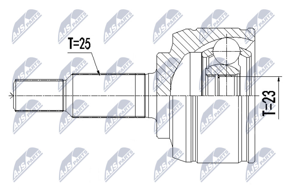 Gelenksatz, Antriebswelle Vorderachse NTY NPZ-RE-062 von NTY