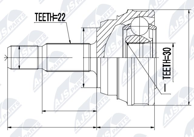 Gelenksatz, Antriebswelle Vorderachse NTY NPZ-VW-013 von NTY