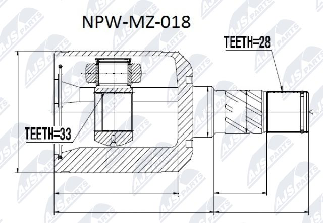 Gelenksatz, Antriebswelle Vorderachse getriebeseitig links NTY NPW-MZ-018 von NTY