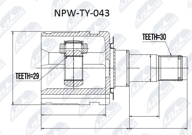 Gelenksatz, Antriebswelle Vorderachse links radseitig NTY NPW-TY-043 von NTY