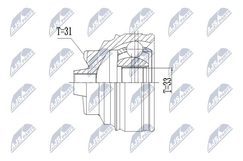 Gelenksatz, Antriebswelle Vorderachse radseitig NTY NPZ-BM-011 von NTY