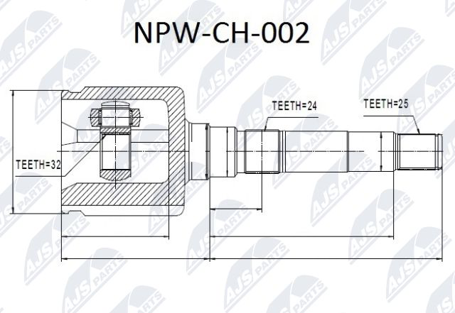 Gelenksatz, Antriebswelle Vorderachse rechts NTY NPW-CH-002 von NTY