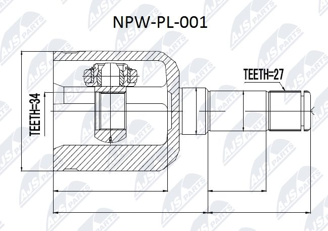 Gelenksatz, Antriebswelle getriebeseitig NTY NPW-PL-001 von NTY