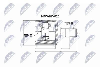 Nty Gelenksatz, Antriebswelle [Hersteller-Nr. NPW-HD-023] für Honda von NTY