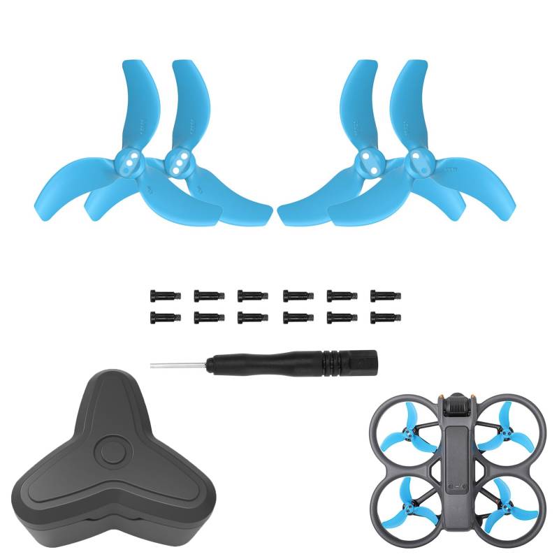 NUHFUFA 2 Paar [Blau] CW CCW Propeller, mit Schrauben und Schraubendreher Propeller Blade Storage Case Drone Wings Ersatz Zubehör für DJI Avata 2 FPV-Drohne von NUHFUFA