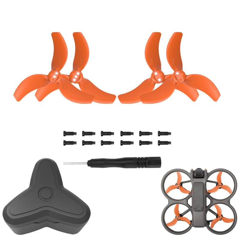 NUHFUFA 2 Paar [Orange] CW CCW Propeller, mit Schrauben und Schraubendreher Propeller Blade Storage Case Drone Wings Ersatz Zubehör für DJI Avata 2 FPV-Drohne von NUHFUFA