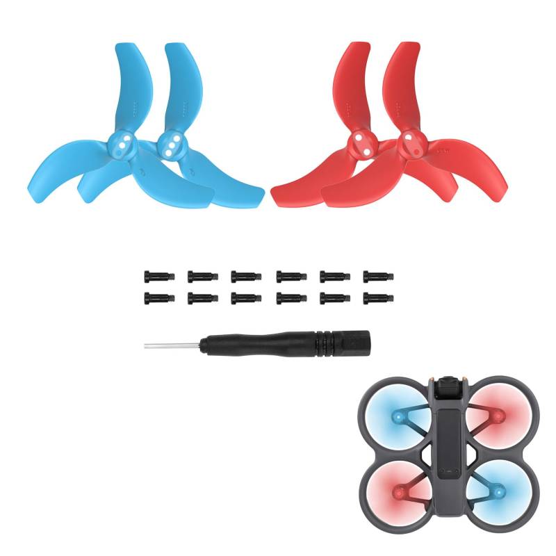 NUHFUFA 2 Paar [Rot & Blau] CW CCW Propeller, mit Schrauben und Schraubendreher Drohnenflügel Ersatz Zubehör für DJI Avata 2 FPV-Drohne von NUHFUFA