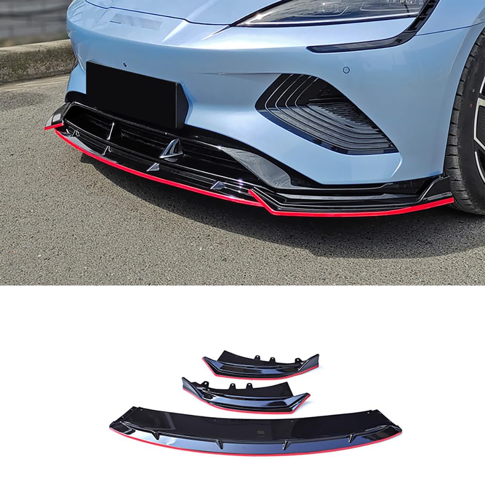 Auto Frontspoiler für BYD Seal Frontschürze Frontspoiler Lippe Diffusor Protector Guard Cover Trim Auto Styling Accessoires,Bright Black with Red Edges von NURCIX
