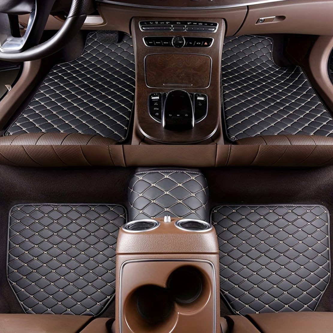 Fußmatte,kompatibel mit Audi S3 S4 S5 S6 S7 S8 SQ2 SQ5 SQ7 SQ8, Teppich Auto Interieur Zubehör,A-Black Beige von NURCIX