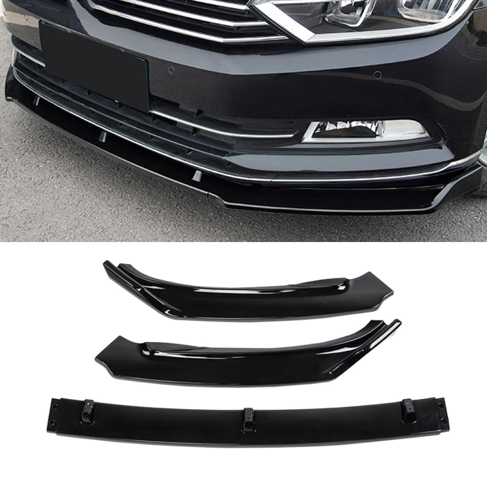 NURCIX Auto Frontstoßstange Lippe für Volkswagen Passat B8 2015-2022 Auto Frontstoßstange Lip Splitter Karosserie Schaufeln Schutz,Gloss Black von NURCIX