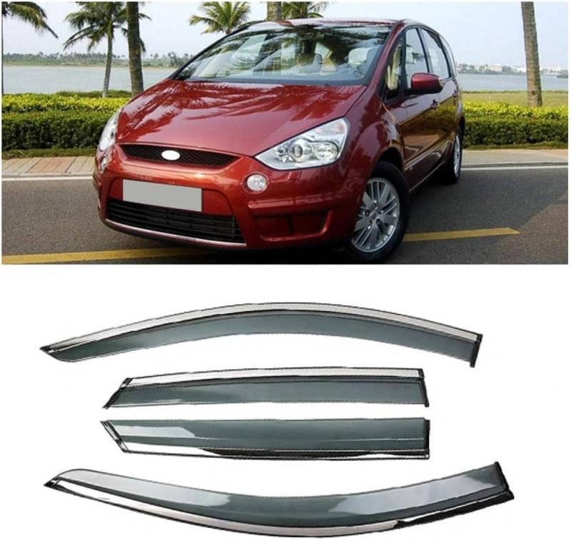 NURCIX Satz von 4 Autofenster Windabweiser,kompatibel mit Ford S-MAX 2007-2008, Glas Seitenscheibenabweiser von NURCIX