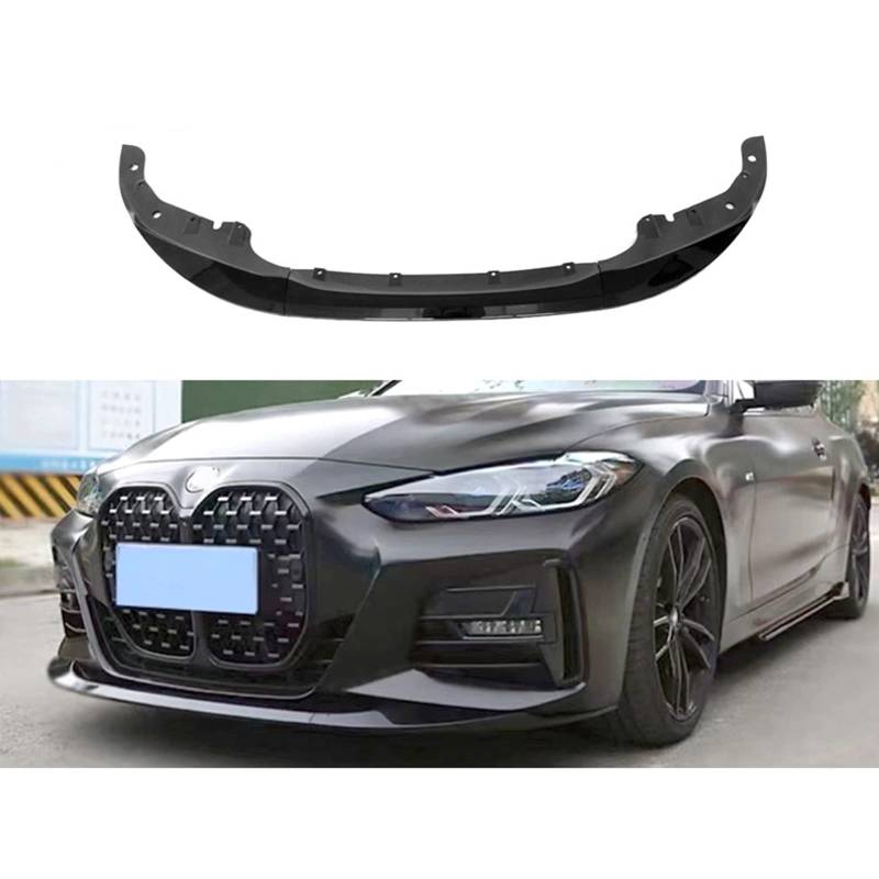 Vordere Stoßstange Lip Spoiler Splitter für BMW 4 Series G26 G22 G23 2021 2022, Front Stoßstange Lip Splitter Protection Splitter Spoiler,A/Gloss Black von NURCIX