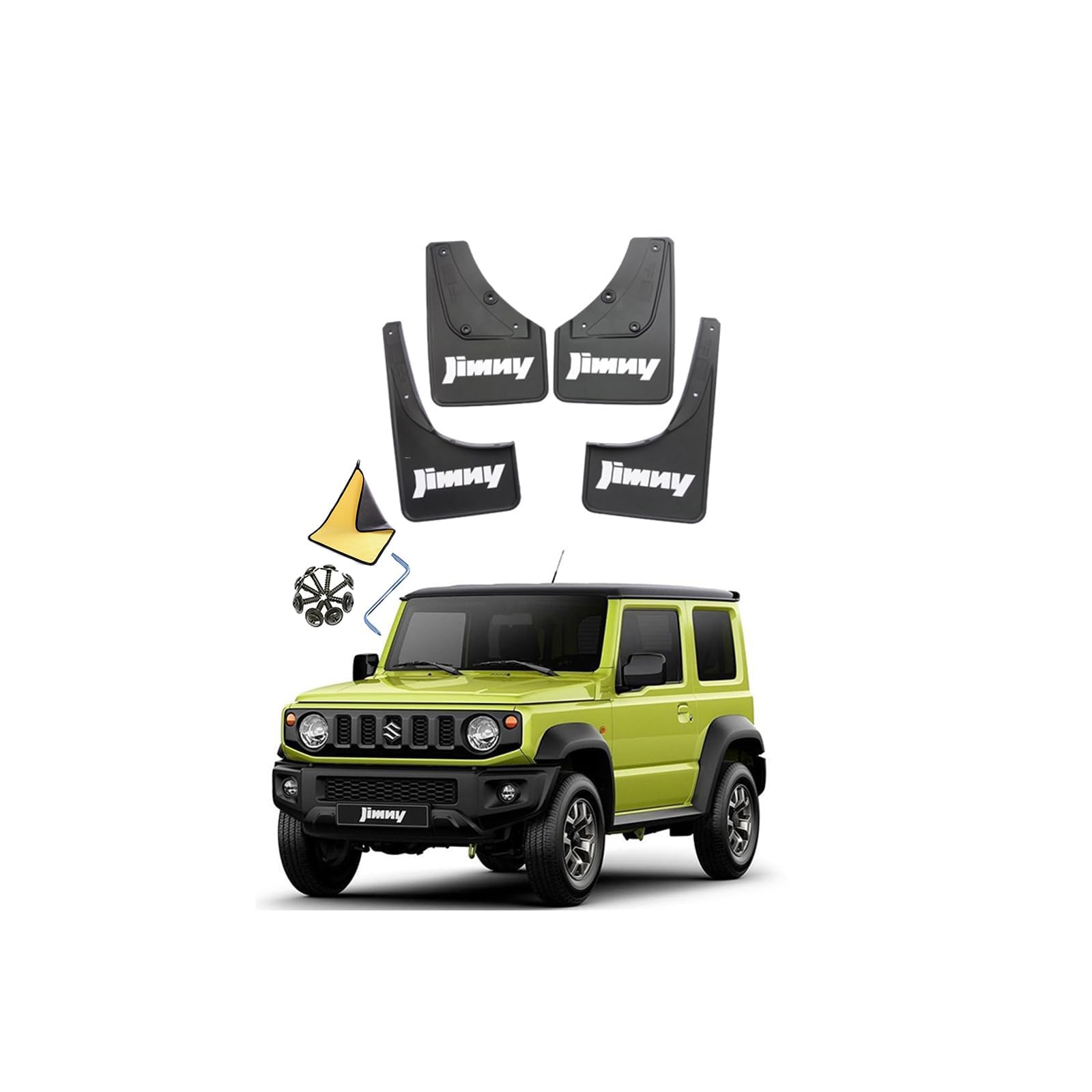 NURCIX Schmutzfänger, kompatibel mit Suzuki Jimny HJ BJ64 BJ74 2019-2024, Mud Flaps, Schwarz, Front und Rear von NURCIX