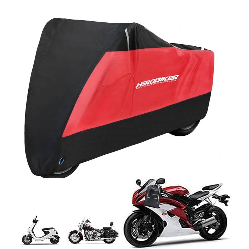 Moped Abdeckung, Roller Abdeckplane Wasserdicht, 180t Dicker Stoff SchutzhüLle Motorradplanen Motorrad Abdeckungen Wasserdicht,SchwarzRot-220 * 95 * 110cm von NURII