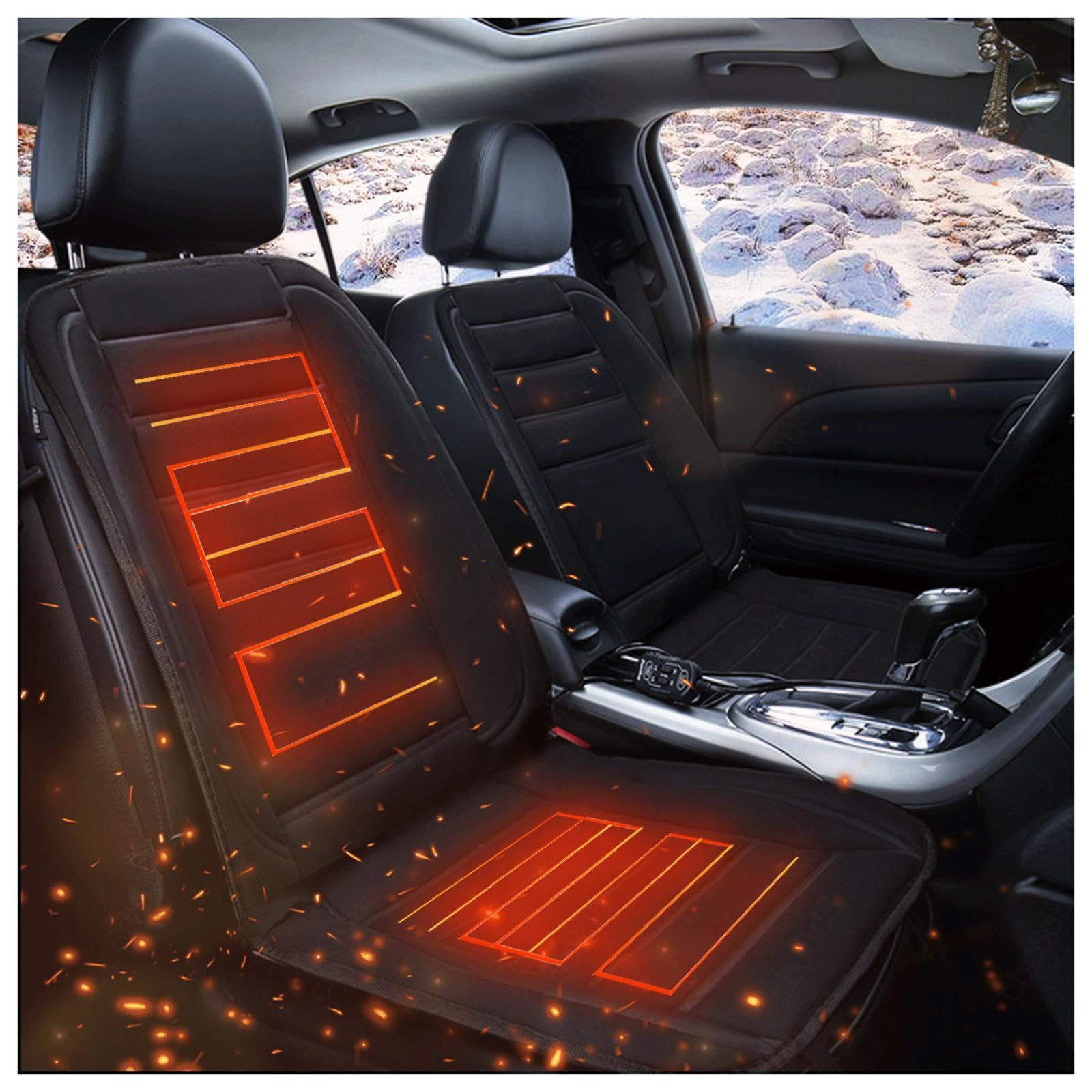 NURII Auto Sitzheizung, Intelligente Steuerung,Einstellbare Temperatur Beheizbarer Sitzbezug Rutschfester Profi Car Seat Protector für Reisen Geeignet,C-1Packung von NURII