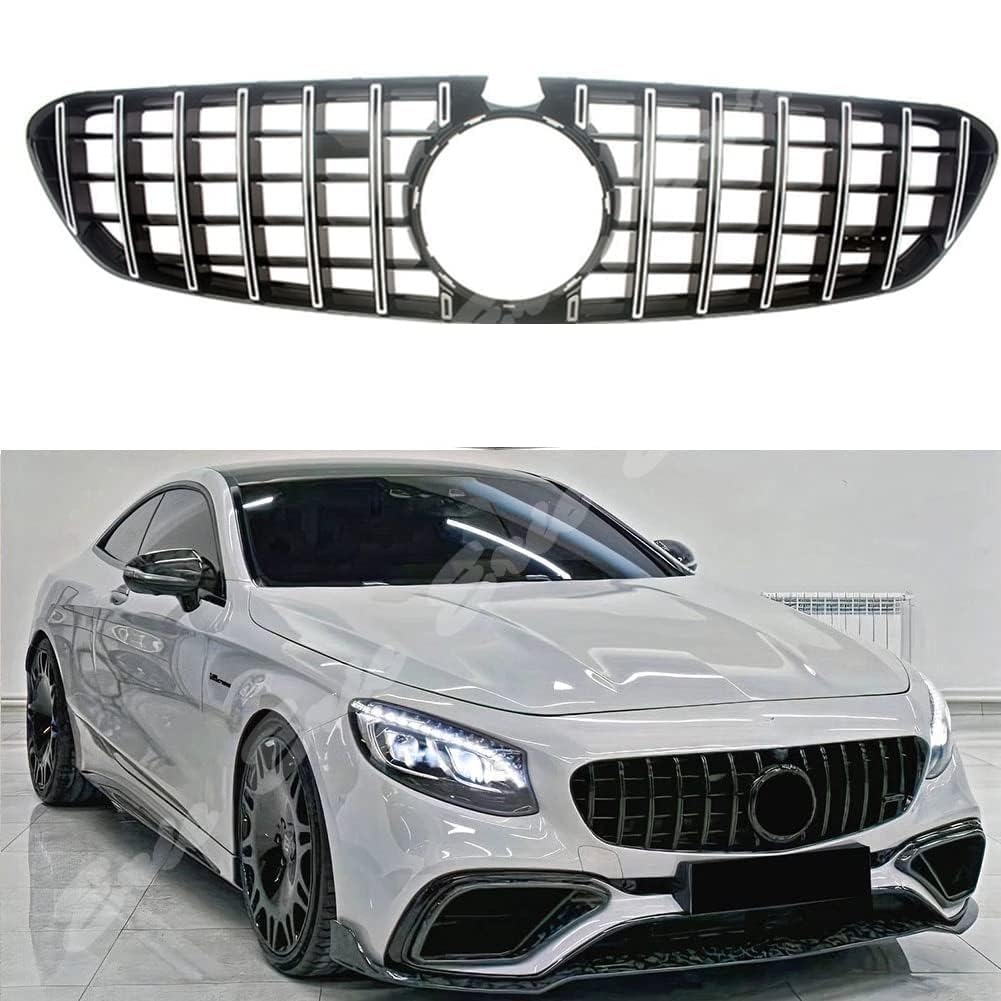 Auto Front Kühlergrille für Benz W217 S63 S65 AMG Coupé 2018 2019 2020 2021,A, Kühlergrill Frontstoßstangengrill Frontgrill Mesh Nebel Licht Rahmen Mesh Grille,normal-B von NUSHKE