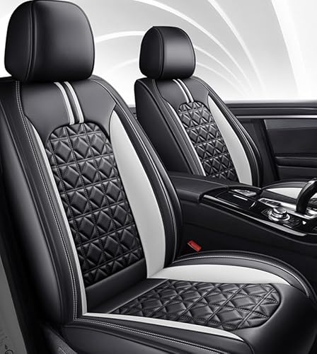 NUSHKE Auto Leder-Autositzbezug für Ferrari 458 (2010-2016), Premium Allwetter wasserdichtes Komfortabler Autositzbezug Full Set Sitzbezüge,F/Black-Grey von NUSHKE