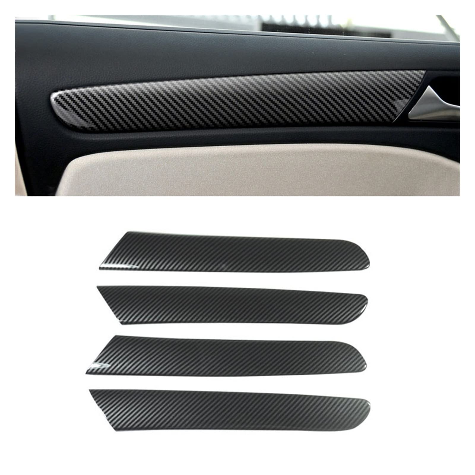 NVBHOF Interieur Zubehör Für VW Für Golf 6 MK6 2008-2013 4 Stück ABS Carbon Fiber Texture Auto Innentür Fenster Panel Streifen Abdeckung Schutz Auto Interieur Dekor von NVBHOF