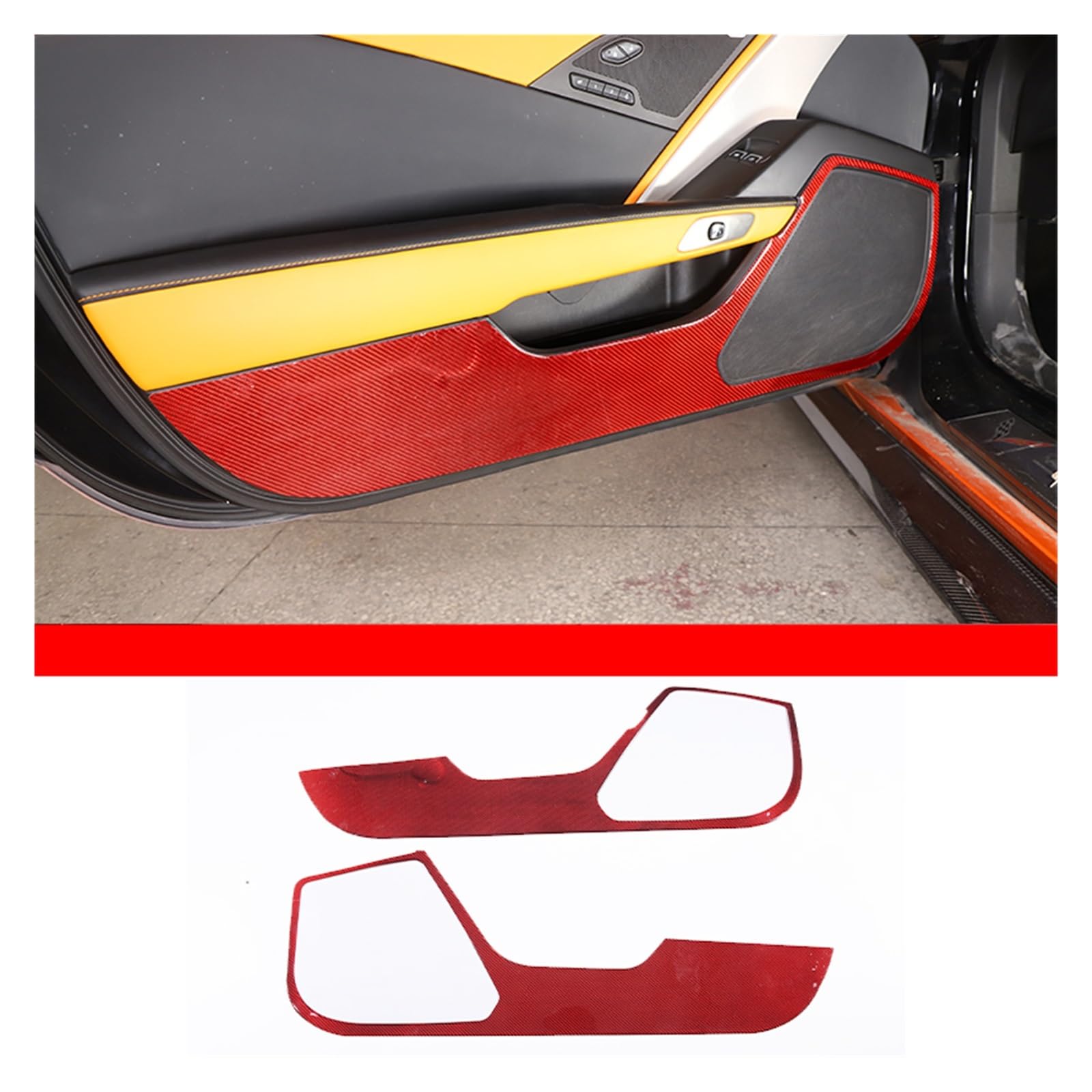 Auto-Innenzubehör Für Chevrolet Für Corvette C7 2014-2019 Tür Anti-Kick Panel Abdeckung Dekoration Trim Auto Innen Zubehör Innenausstattung Formteile(Style B) von NVETJMUA