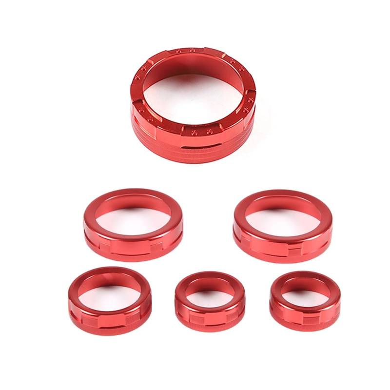 Auto-Innenzubehör Für Ford Für Maverick 2022 Auto Schaltknauf Ring Klimaanlage Lautstärkeregler Ring Auto Innen Zubehör Innenausstattung Formteile(6Piece Red) von NVETJMUA