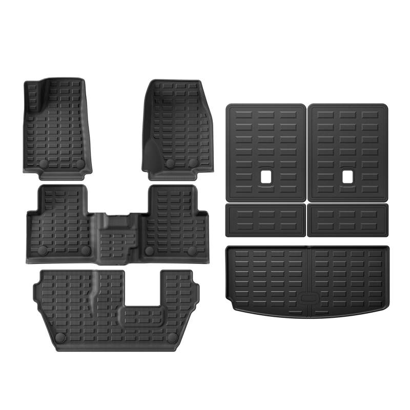 Auto-Innenzubehör Für Jeep Für Grand Für Cherokee L (7Seat) 2021-2024 3D-Auto-Fußmatten Cargo Liner Trunk Pad Linkslenker Innenausstattung Formteile(7SEAT 6Piece) von NVETJMUA