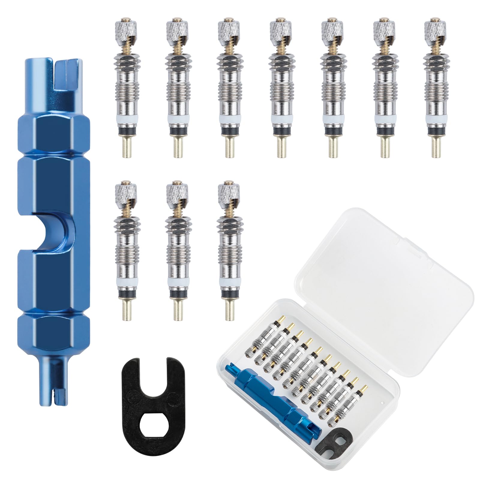 12 Stücke Multifunktions Ventilkernentferner, Fahrradventil Adapter, Werkzeugset mit Messing Ersatz Presta Ventilkern und Kappen für MTB Rennrad Fahrrad, Ventil Entferner Werkzeug,Kechaixieqimenxin von NVIYAM