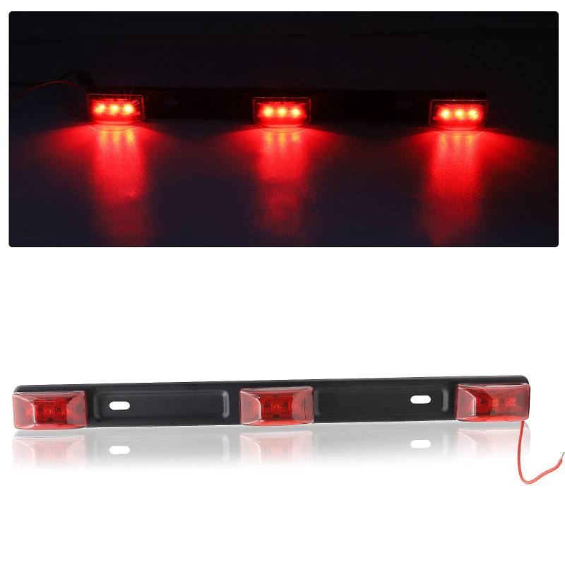 38,1 cm 9 LEDs rote Anhänger-Lichtleiste aus Edelstahl, Identifikation, Lauf-ID-Leiste, Markierung, Rücklichtleiste für Motorräder, Boote, Anhänger, 1 Stück von NWpangu