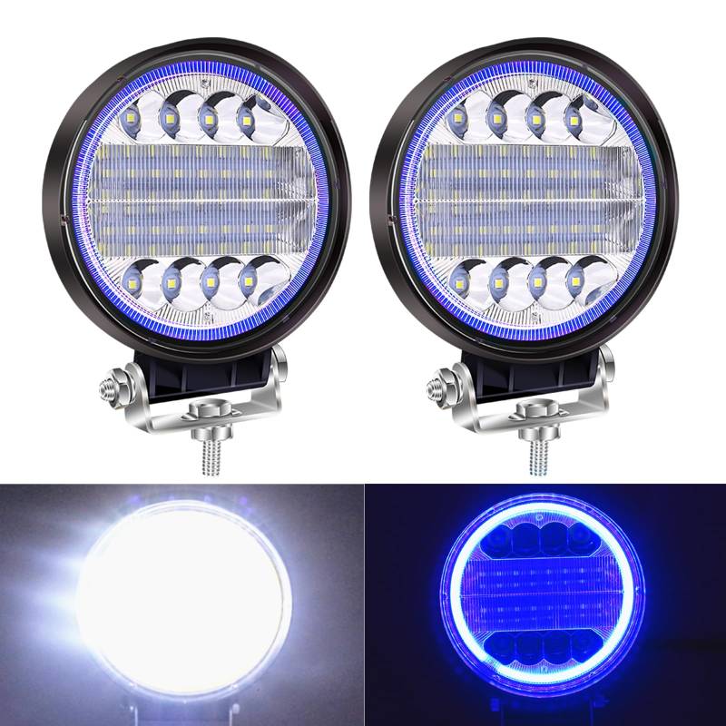 NWpangu 2 x Arbeitsscheinwerfer Traktor 4,5 Zoll LED Blau Hallo DRL Projektor LED Nebelscheinwerfer Offroad Boot LKW SUV ATV 4x4 von NWpangu