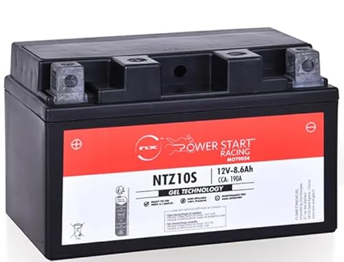 NX Motorradbatterie Gel NTZ10S, 12 V, 8,6 Ah, wiederaufladbar von NX