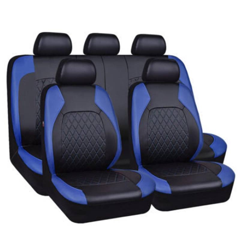 NYCH Sitzbezüge Auto Set für Mini Countryman (R60) 1.Generation 2011-2016 with-Cup-Holder,5 Sitzer Schonbezüge Autositz 9 PCS Leder Autositzbezüge Sitzauflag,A/9pcs Set Blue von NYCH