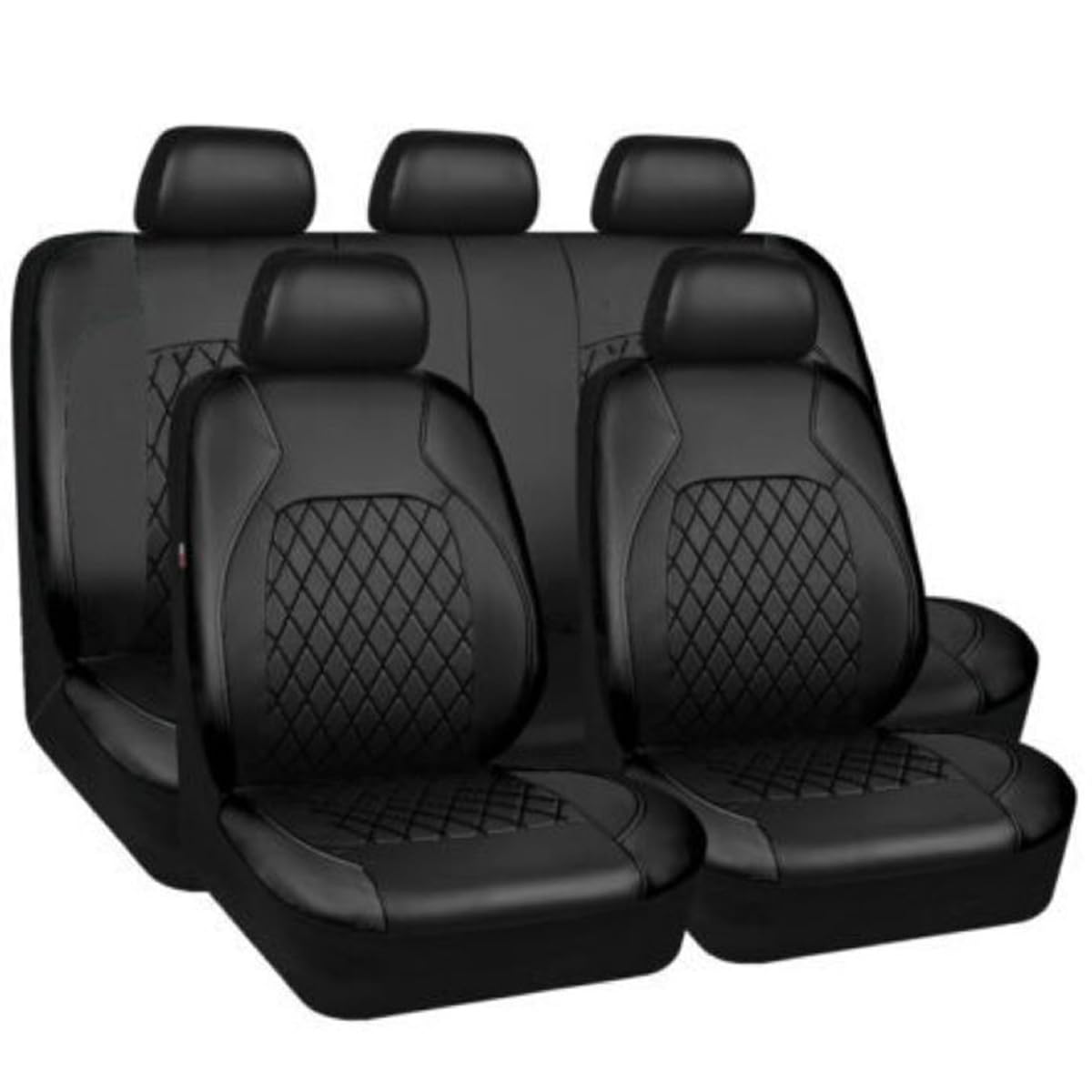 NYCH Sitzbezüge Auto Set für Volkswagen VW Tiguan 2. Gen/Tiguan Allspace 2016-2023,5 Sitzer Schonbezüge Autositz 9 PCS Leder Autositzbezüge Sitzauflag,A/9pcs Set Black von NYCH