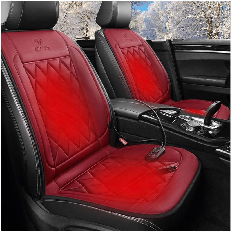 NYCUBE 12 V Car Seat Heating 12 V, Three Temperature Levels Adjustable, Even Honeycomb Heating Car Seat Cover Set, for Car, Home Office, Red von NYCUBE