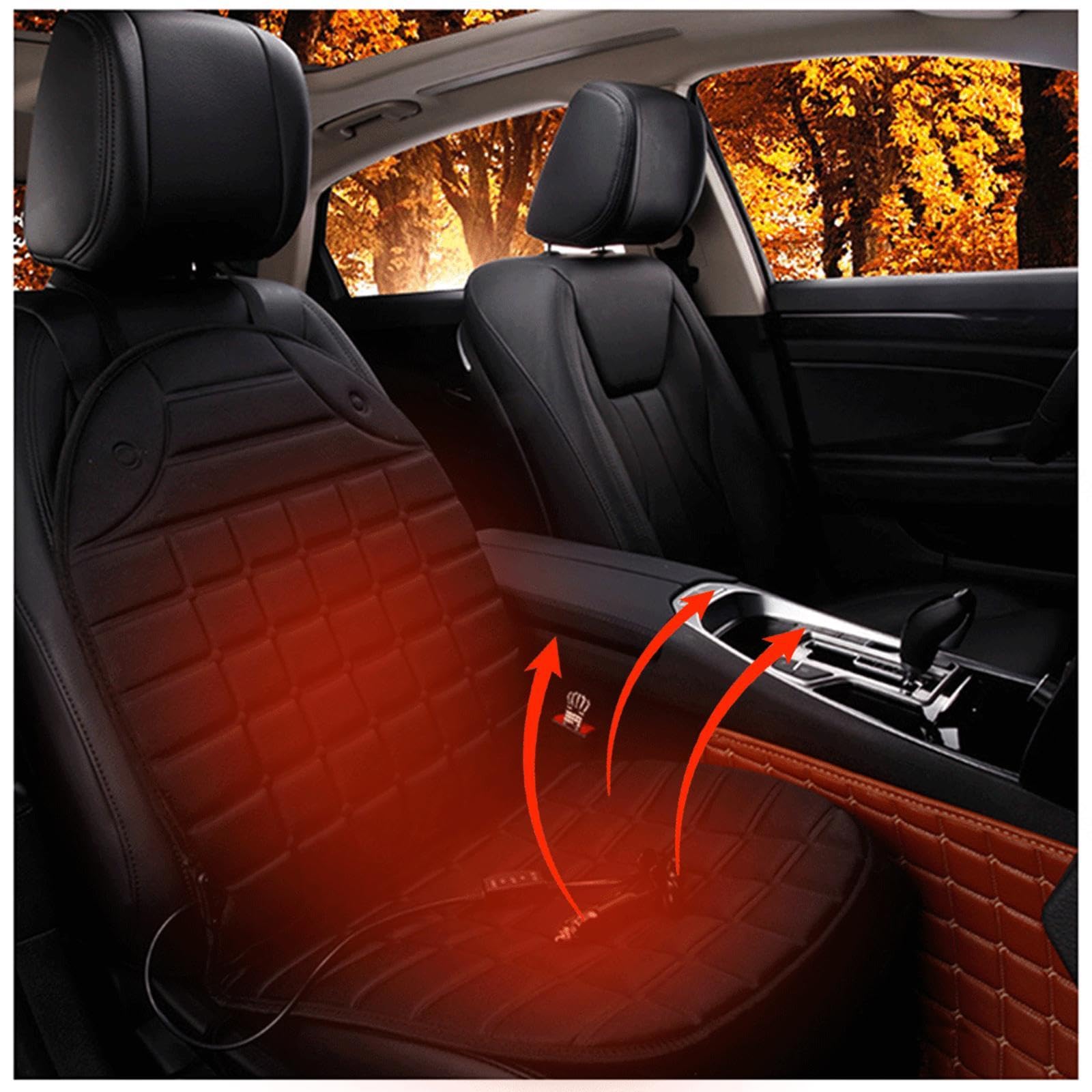 NYCUBE 12 V Seat Heating Car Cushion 15 V, Adjustable Temperature, Even Honeycomb Heating, Non-Slip Seat Covers, Car Front Seats, for Home Office Vehicles, Office, von NYCUBE