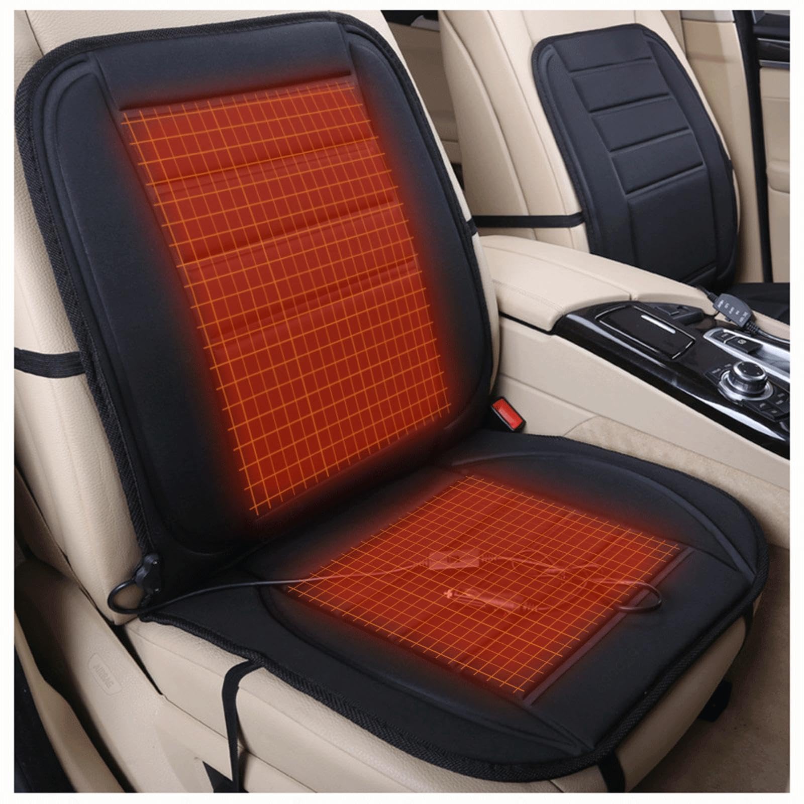 NYCUBE 12 V Seat Heating Car Cushion 16 V, Adjustable Temperature, Even Honeycomb Heating, Non-Slip Seat Covers, Car Front Seats, for Home Office Vehicles, Office, von NYCUBE