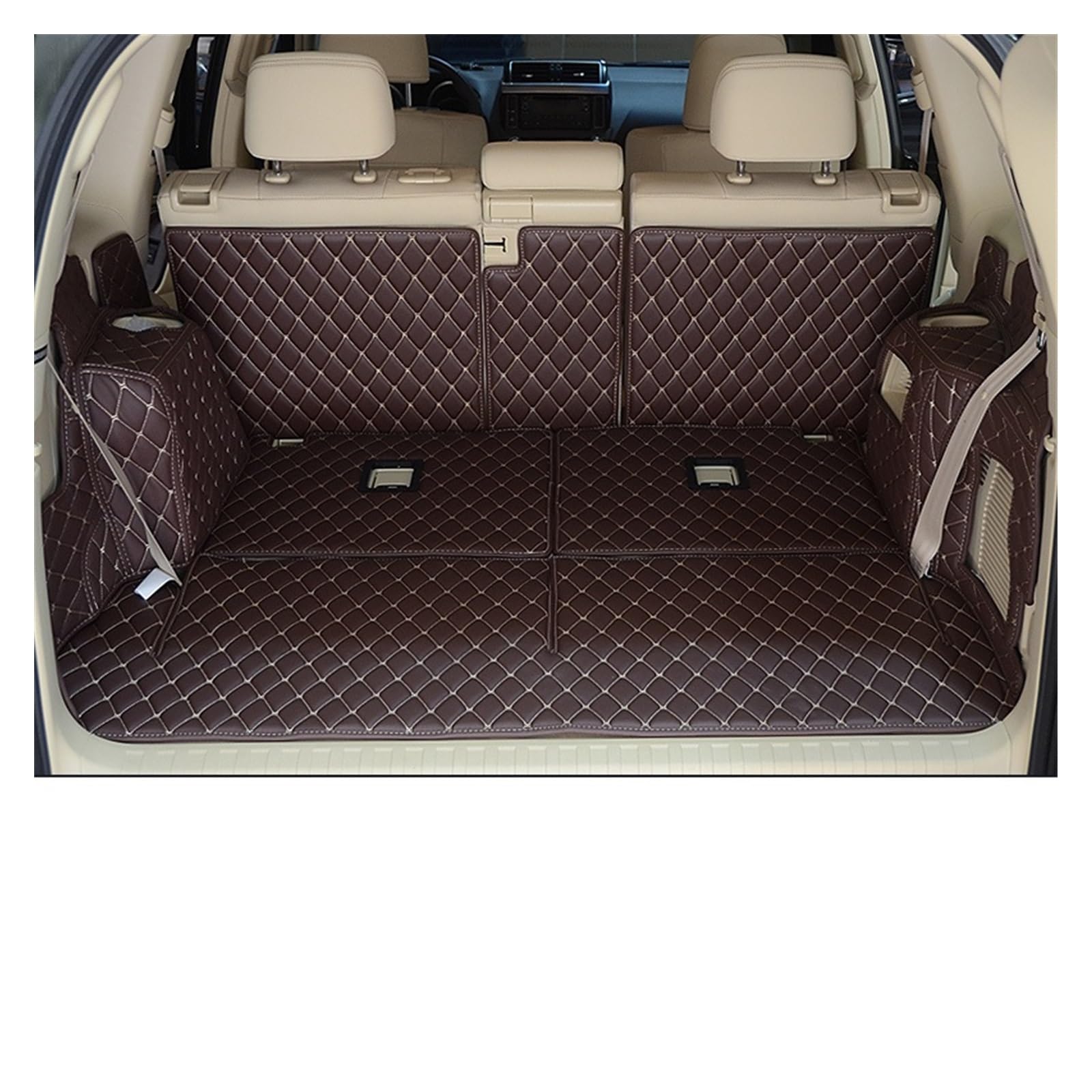 2017 Leder Kofferraum Cargo Mat Matte Für Toyota Für Land Für Cruiser Für Prado 2010-2019 2018 2019 Teppich 120 Innen Zubehör Kofferraumschutz Matte(Kaffee) von NYSQOFMB