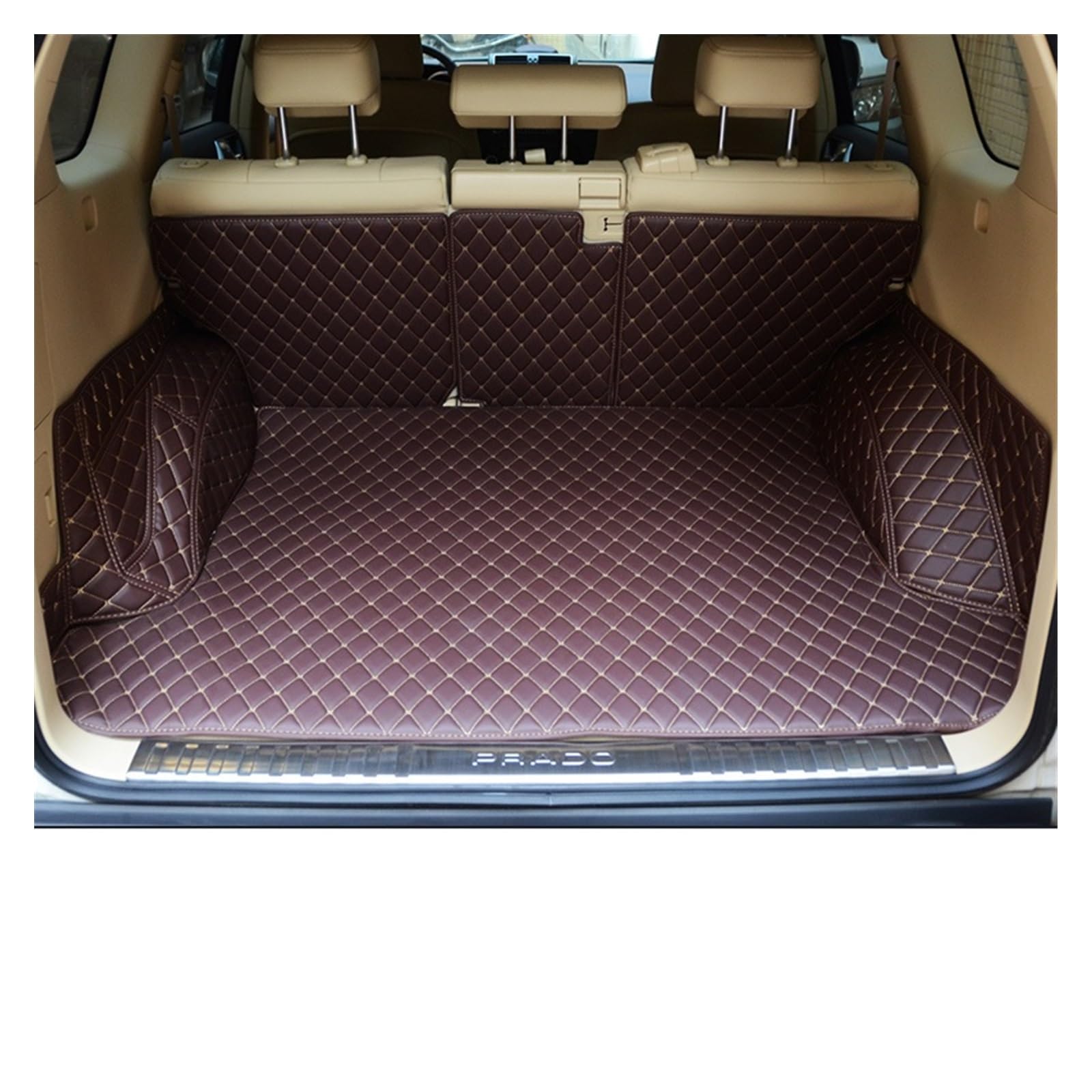 2017 Leder Kofferraum Cargo Mat Matte Für Toyota Für Land Für Cruiser Für Prado 2010-2019 2018 2019 Teppich 120 Innen Zubehör Kofferraumschutz Matte(WEINROT) von NYSQOFMB