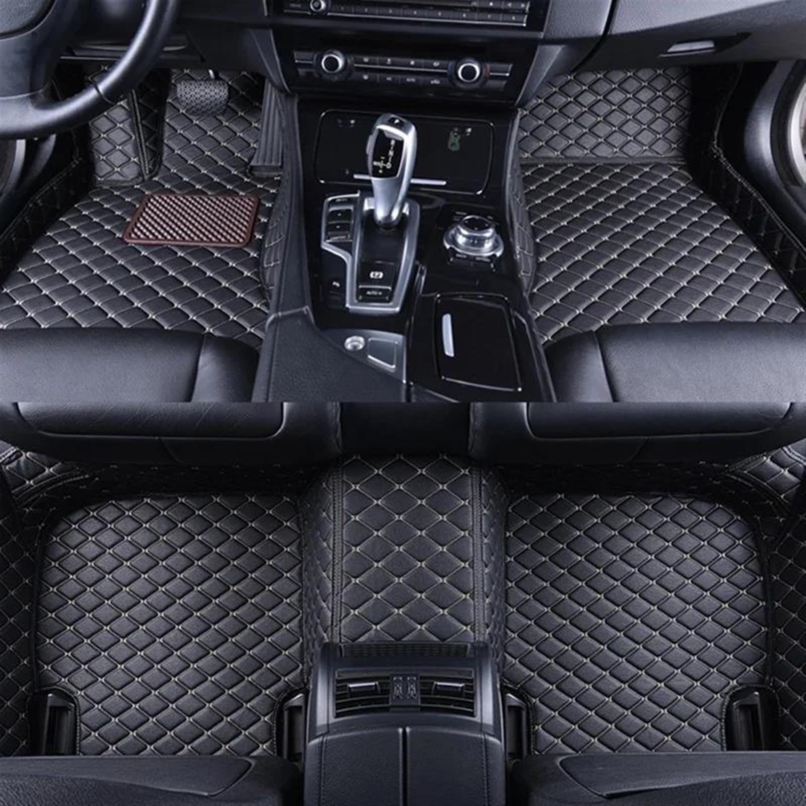 Antirutschmatten Für Kia Für Sorento 2017 7 Sitze Auto Boden Matte Leder Anti-Slip Teppich Fuß Pads Set Auto Innen Zubehör Auto Fußmatten Set(LHD-Black beige) von NYSQOFMB