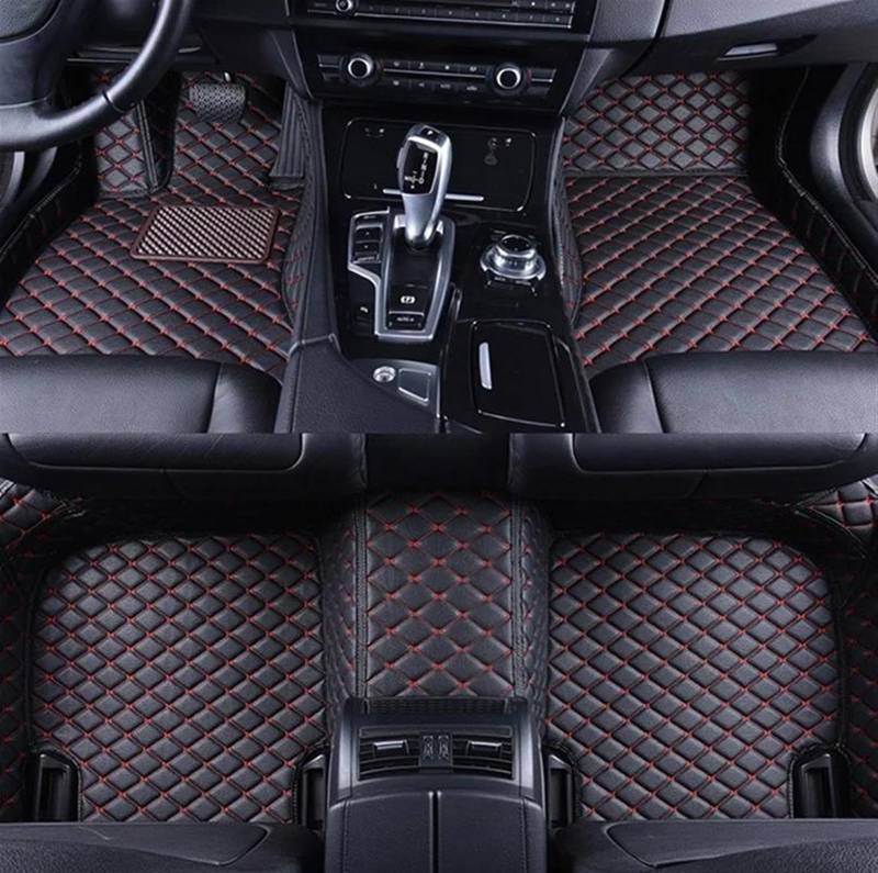 Antirutschmatten Für Kia Für Sorento 2017 7 Sitze Auto Boden Matte Leder Anti-Slip Teppich Fuß Pads Set Auto Innen Zubehör Auto Fußmatten Set(LHD-Black red) von NYSQOFMB