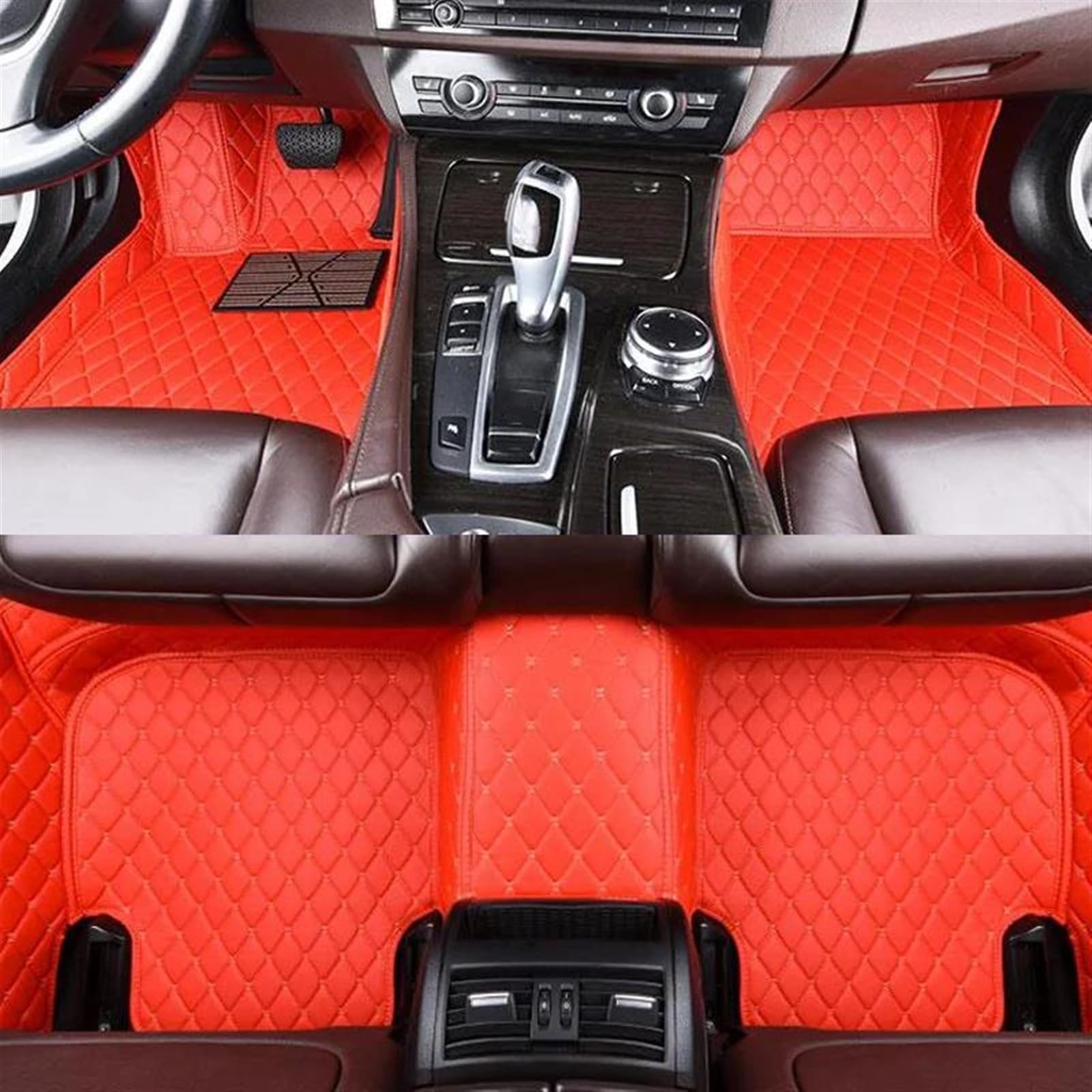 Antirutschmatten Für Kia Für Sorento 2017 7 Sitze Auto Boden Matte Leder Anti-Slip Teppich Fuß Pads Set Auto Innen Zubehör Auto Fußmatten Set(LHD-red) von NYSQOFMB