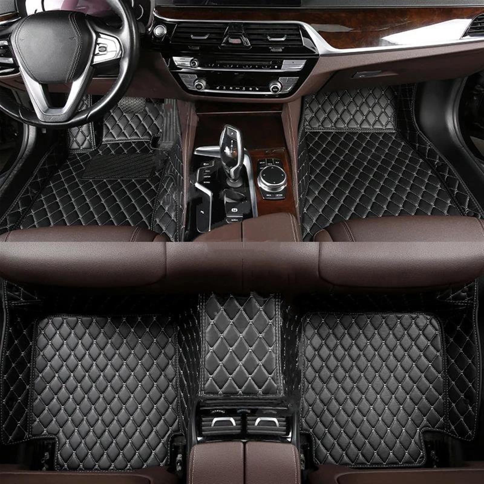 Antirutschmatten Für Mercedes Für Benz ML Klasse W166 2012-2015 2016 Custom Car Boden Matte Innen Zubehör Teppich Kofferraum Matte Auto Fußmatten Set(Schwarzbeige) von NYSQOFMB